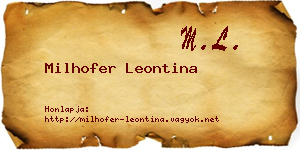 Milhofer Leontina névjegykártya